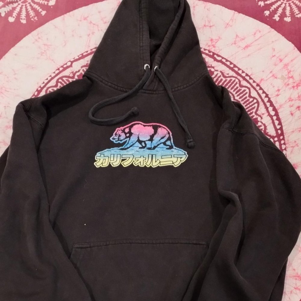 Hoodie Black Neon Polar Bear Japanese Text ⭐️Great Condition⭐️